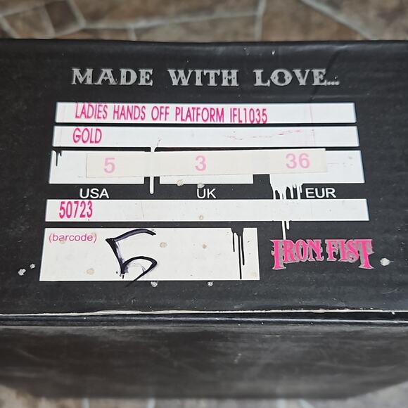 New in Box Iron Fist Ladies Hands Off Peeptoe  Platform Gold Heels Sz 5 - Picture 11 of 13
